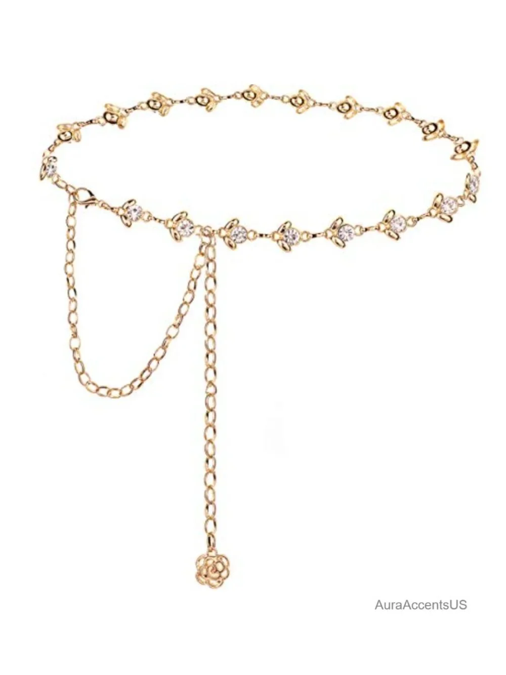 Rhinestone Crystal Chain Waist Belt for Dress Party Gift